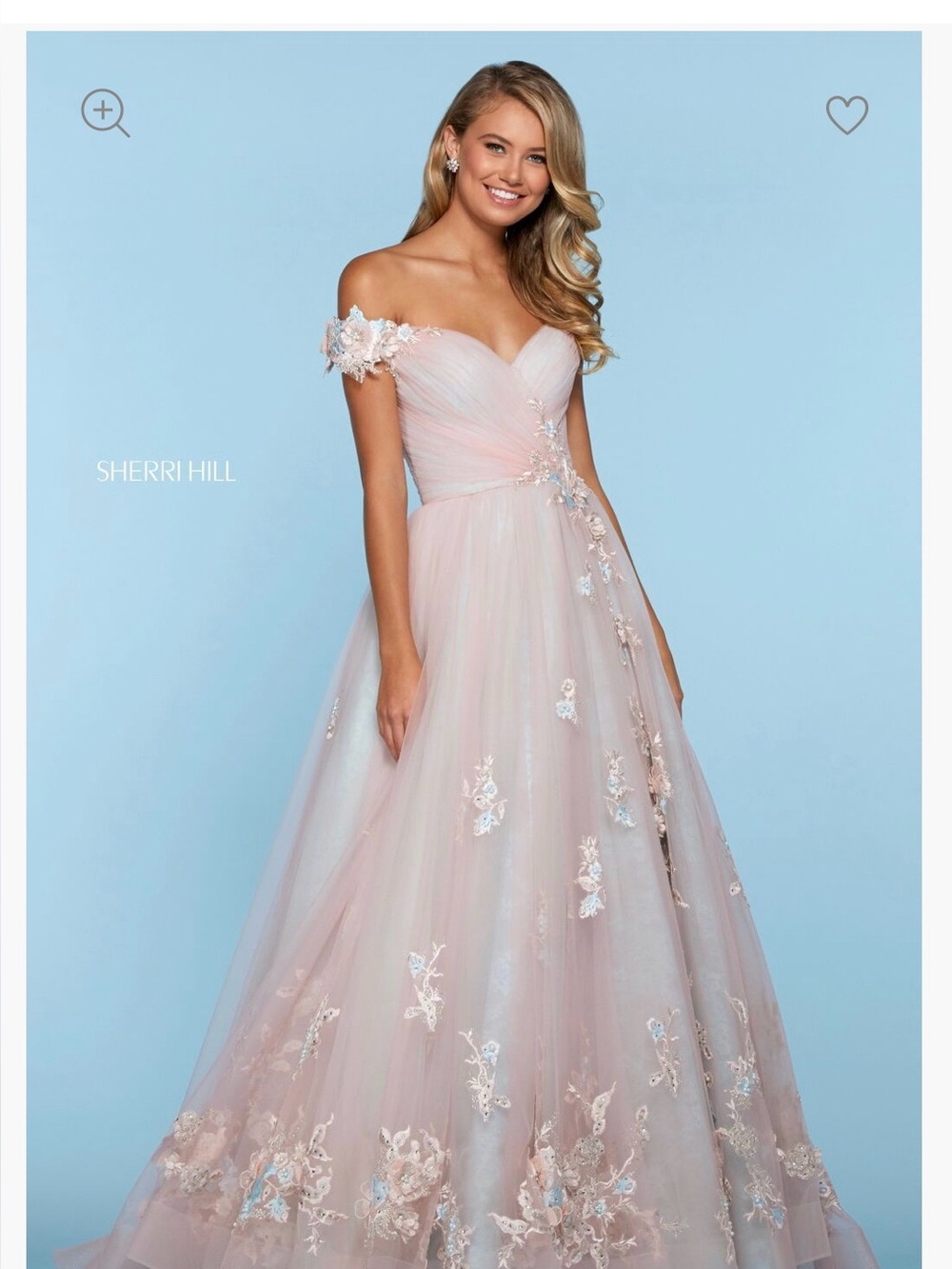 Sherri Hill Pink Long Floral Appliques Prom, Pageant, quinceañera dress